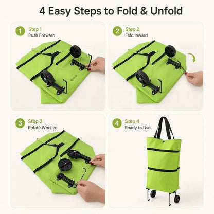 2-in-1 Foldable Rolling Grocery Cart Bag